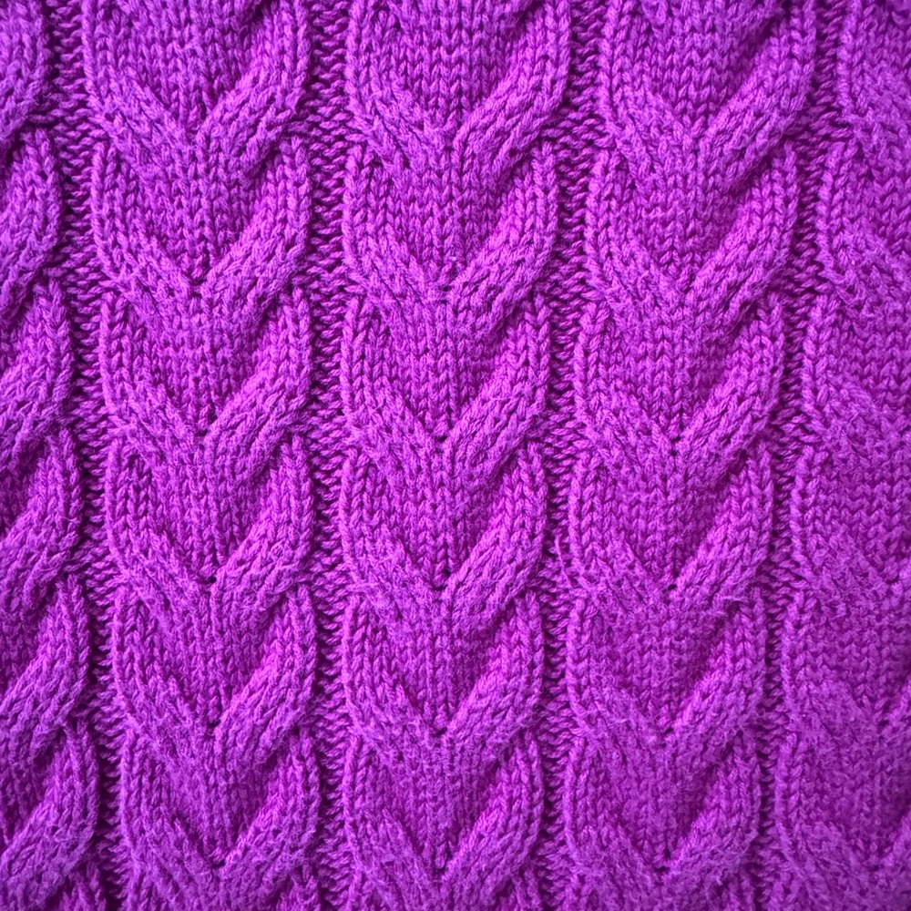 Lands' End Women's Vibrant Purple Cable Knit Sweater - Picture 2 of 4